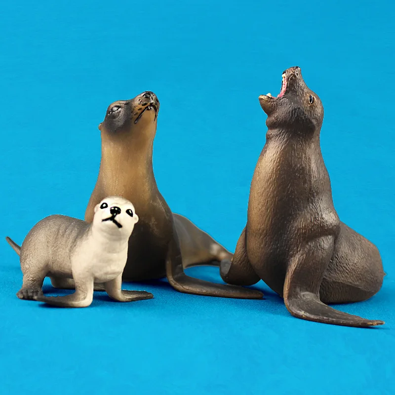 Buy Solid Plastic Sea Lions Family Models Lifelike Sea