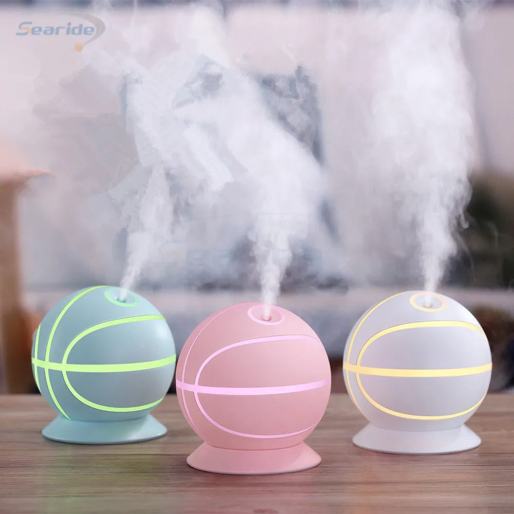 

240ML Protable Mini Ultrasonic Basketball Humidifier Air USB Aroma Aromatherapy Oil Diffuser 5V Colorful LED Light For Car Home