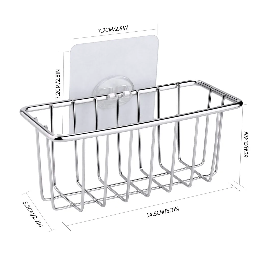 Kitchen Rack Durable Practical Stainless Steel Sponge Holder Sink Caddy Drain Shelf Sponge Storage Organizer For Still Life#45