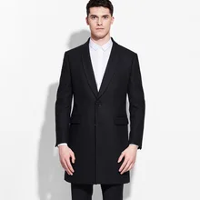 Брендовая мужская одежда мода весна осень 50% шерсть Мужская Длинная черная Шерстяная Смесь зауженное пальто впору пальто куртка для мужчин бизнес