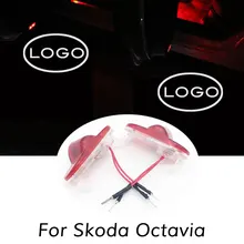 Haoyuehao 2pcs Car LED Door Logo Projector Ghost Shadow Light for Skoda Octavia 2004 2008