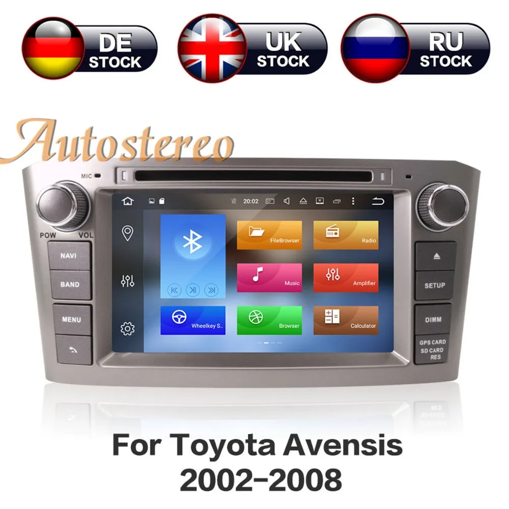 Android 8,1 Octa Core reproductor de DVD del coche para Toyota Avensis 2002-2008 T250 GPS de navegación del coche multimedia estéreo auto radio unidad de cabeza