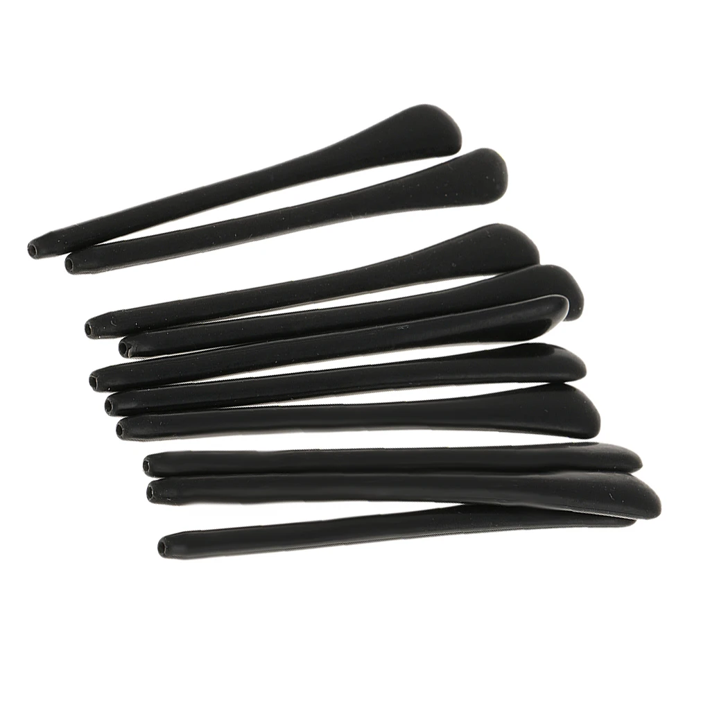 65mm Length Silicone Eyeglasses End Tips Ear Sock Pieces Ear Tubes Replacement Accessory Pack of 10PCS Black