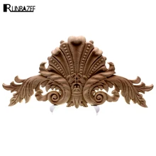 RUNBAZEF Antique Decorative Wood Appliques Furniture Decor Cabinet Door Irregular Wooden Mouldings Flower Carving Figurine Craft