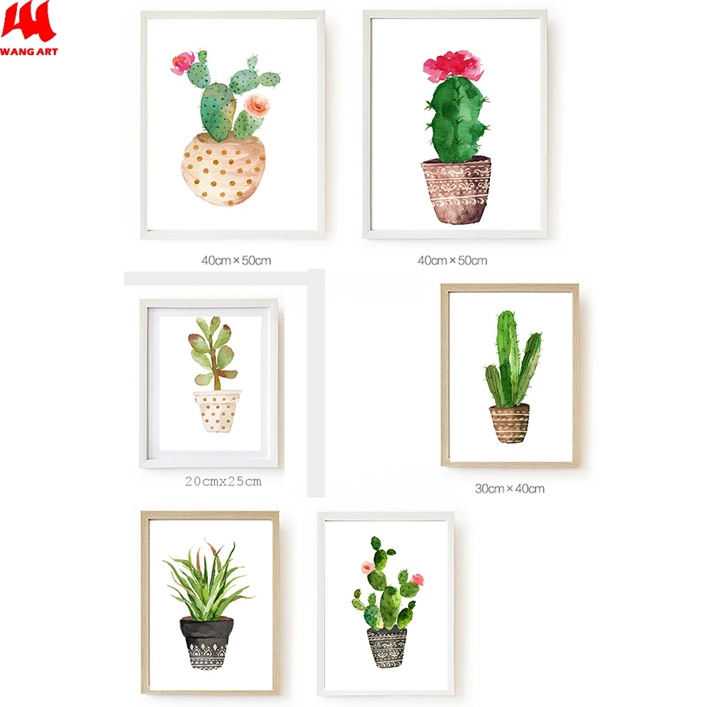 

WANGART Watercolor Cactus Plant Nordic Poster Wall Art Canvas Painting Picture for Living Room Modern Abstract Home Decor JY31