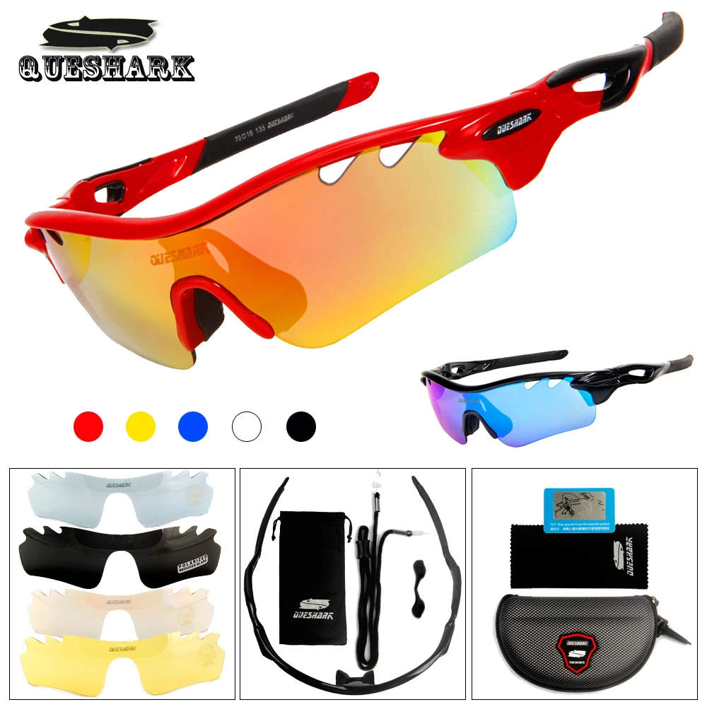 QUESHARK Polarized Cycling Glasses Sports Bicycle Sunglasses TR90 Uv400