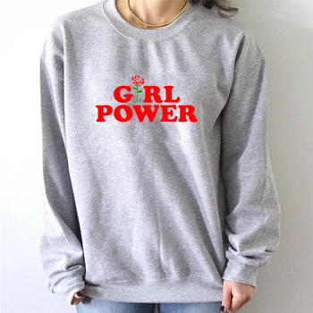 

Girl Power Crewneck Sweashirt For Women Moletom Feminist Grl Pwr Rule Hoody Pullover Tumblr Hipster Streetwear MQ-F61531