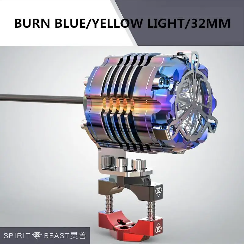 Spirit Beast мотоциклетный Точечный светильник, головной светильник, налобный фонарь L3 30 Вт, светодиодный супер светильник Dc9-70v, универсальный вспомогательный стробоскопический светильник для мотокросса - Цвет: blue yellow 32mm
