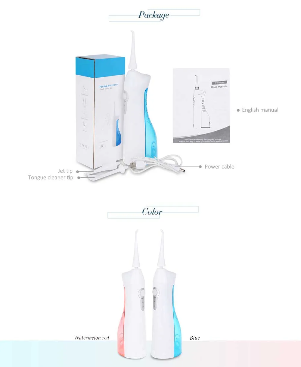 4Rechargeable Oral Irrigator Travel Dental Irrigator Portable Teeth Electric Water Spa Flosser Floss Oral Irrigator 2 Colors HOT