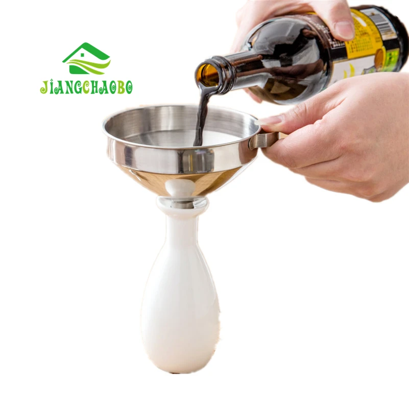 

JiangChaoBo Stainless Steel Small Funnel Oil Kettle Liquid Dispenser Kitchen Home Thickened Small Inverted Funnel