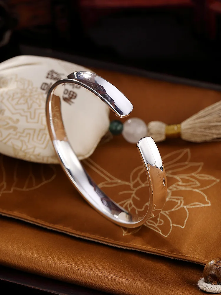 Uglyless Настоящее твердое 999 изысканное Серебряное украшение для женщин ручной работы резные тотемные узоры широкие браслеты полированный