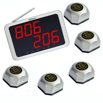 

Wireless Table Waiter Service Calling Paging System with 5 pcsof APE560 and 1 pc of APE1200 displayer