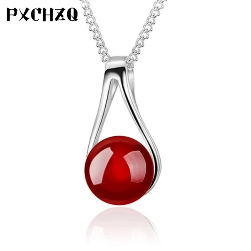 

New female fashion simple silver plated jewelry pendants crystal red and black luxury crystal pendant necklace 18MM