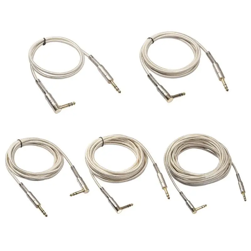 

6.35mm Guitar TRS Stereo Male to Male Adapter Straight to 90 Degree Audio Cable Wire Cord for Speaker Amplifier