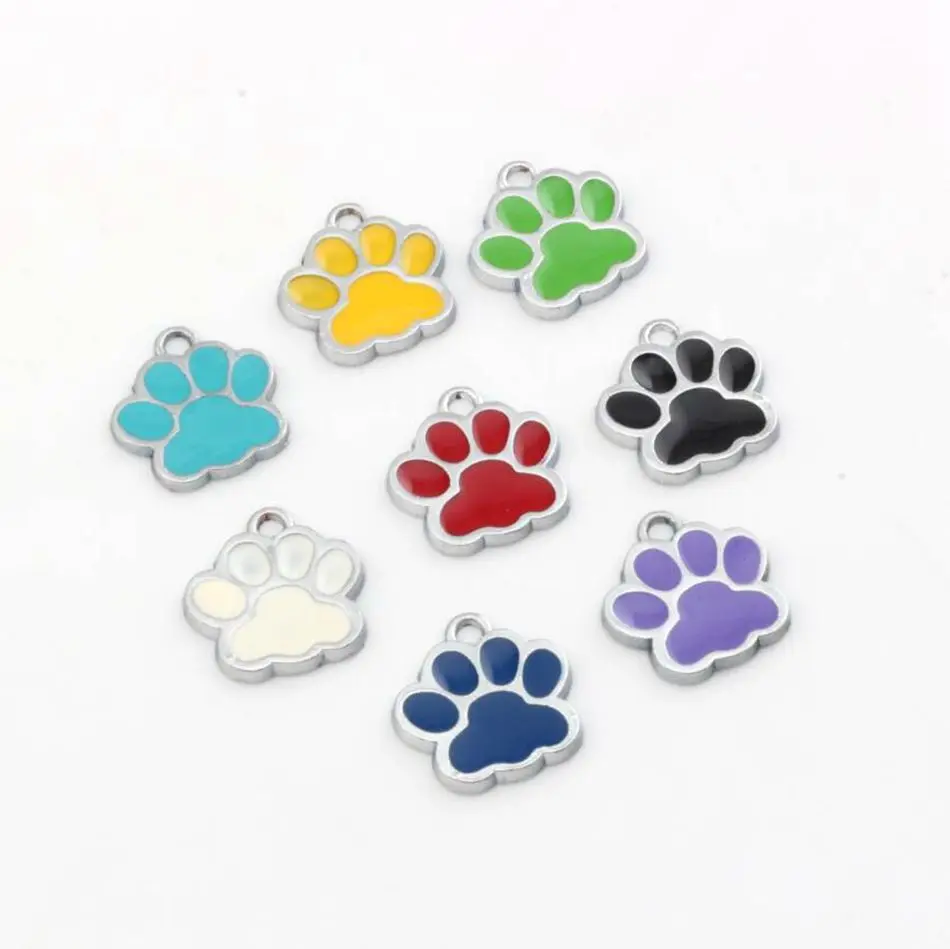 

48Pcs Wholesale Zinc Alloy Mixed color Enamel DOG PAW Charm Pendants 18x16mm ZH6166