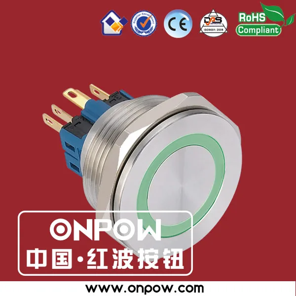 ONPOW 30mm 1NO1NC stainless steel momentary ring illuminated LED anti vandal push button switch GQ30PF-11E/G/12V/S | Обустройство