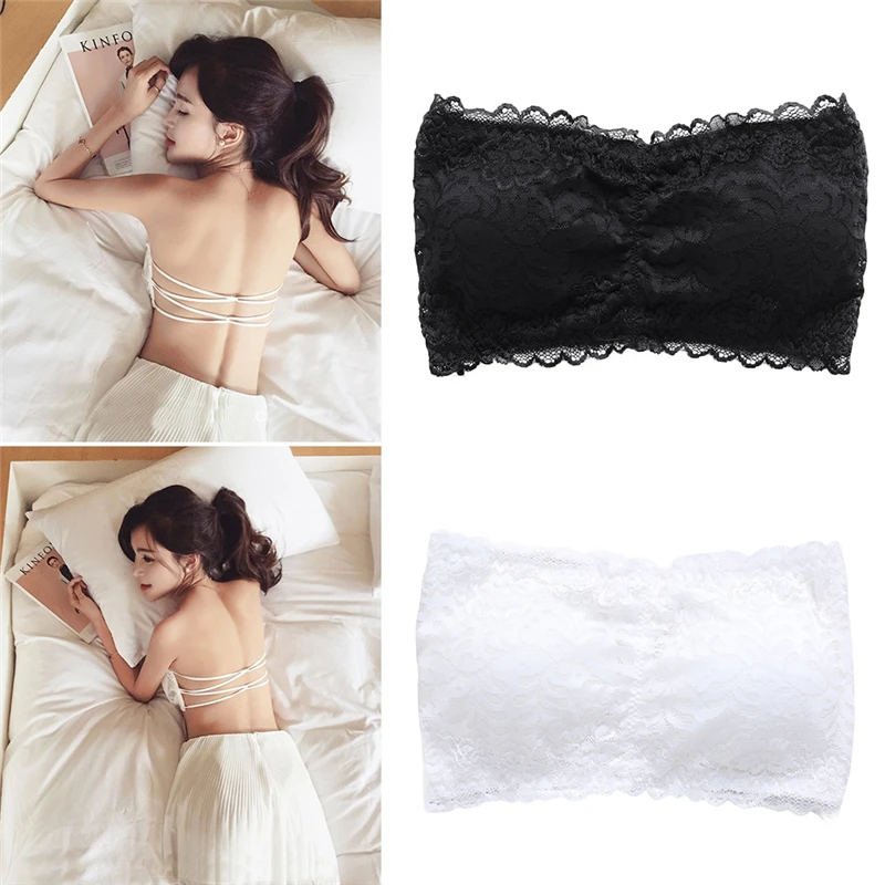 

Women Strapless Lace Camisole Backless Slim Sexy Tube Tops