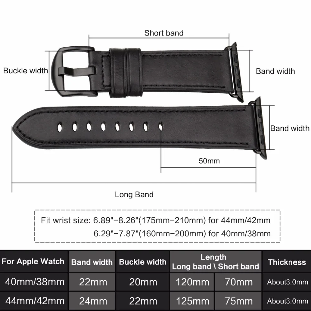Ремешок из натуральной кожи для Apple Watch Band 44 мм 42 40 38 Series 6 5 4 3 2 1|Ремешки часов| |