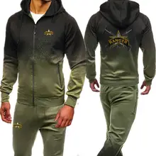 Американский армейский Рейнджерс принт мужские спортивные костюмы толстовки+ брюки Мужской комплект одежды спортивная Осенняя толстовка на молнии спортивные