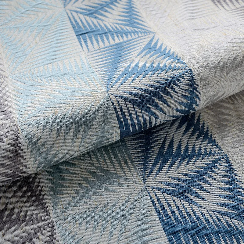 

Jacquard Curtains Linen Curtain Fabric Finished Vertical Blue New Chinese Style Curtains for Living Room and Bedroom