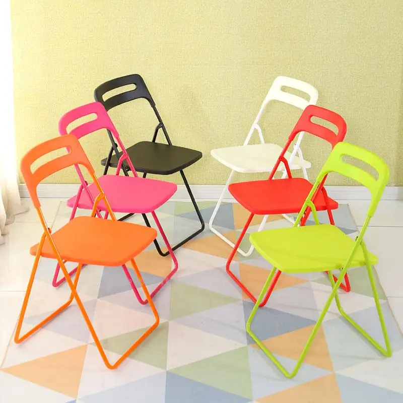 Folding dining chair stool back plastic portable simple modern creative chair training office home outdoor adult dining table Folding dining chair stool back plastic portable simple modern creative chair training office home outdoor adult dining table