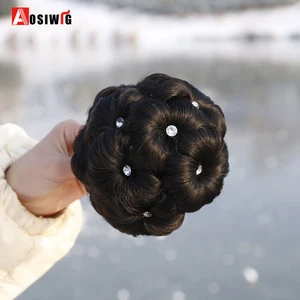 AOSIWIG волос для женщин пончик-шиньон волос булочка пончик клип в шиньон синтетический высокая температура волокно - изображение