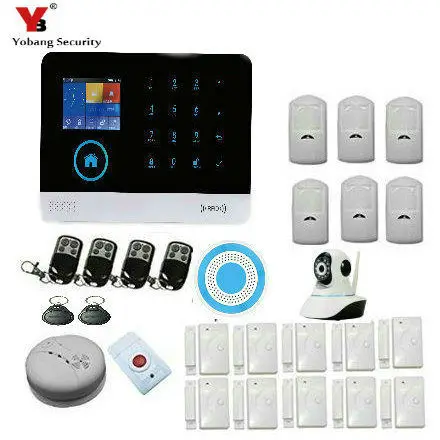

Yobang Security APP WIFI SMS GPRS Alarm System Kit Home Security Surveillance Wireless Siren IP Camera Smoke Detector sensor