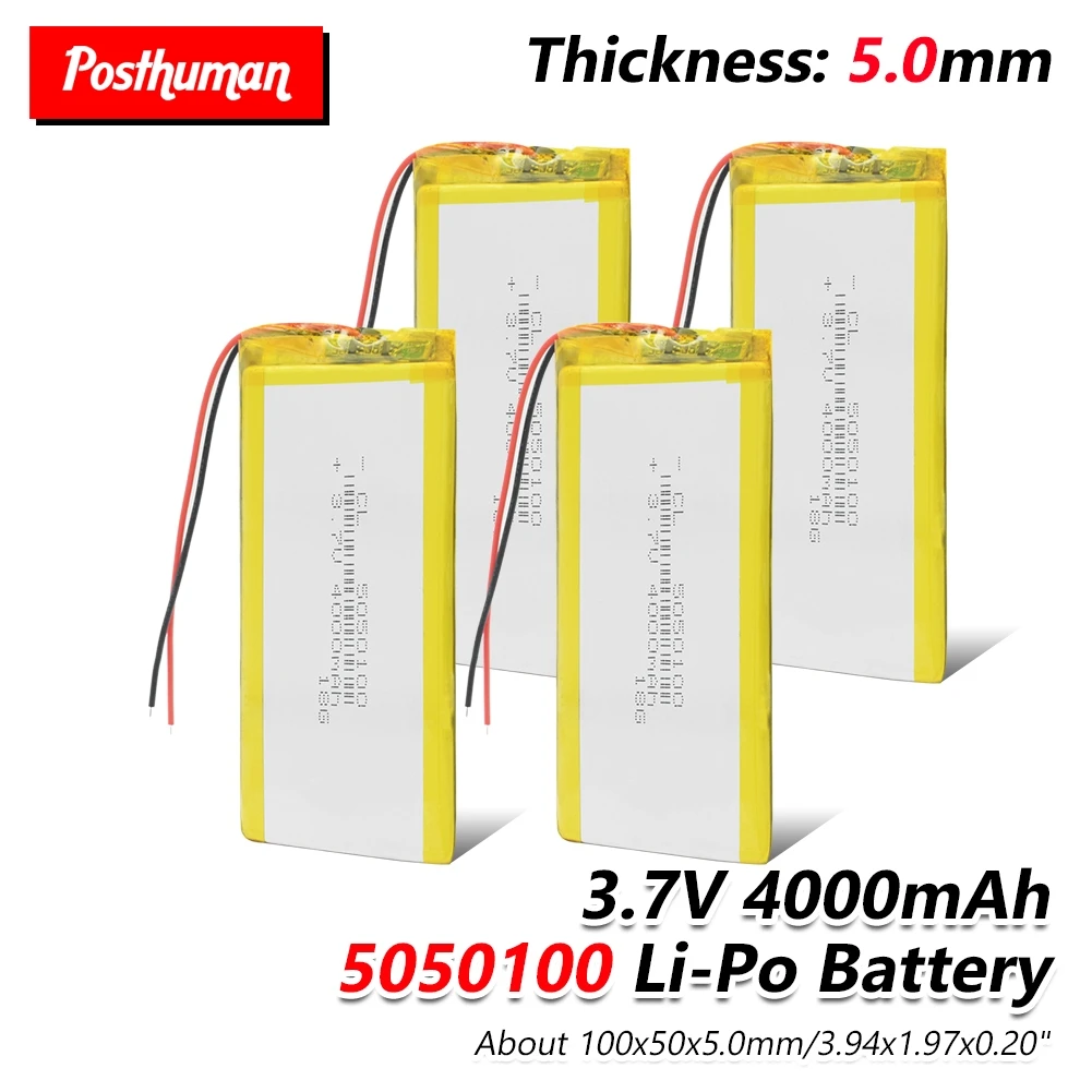 

Lithium Li-polymer Battery 5050100 3.7V 4000mAh Lipo For MP4 MP5 GPS Tablet DVD DVD MID PAD PDA POS machine Bluetooth Speaker