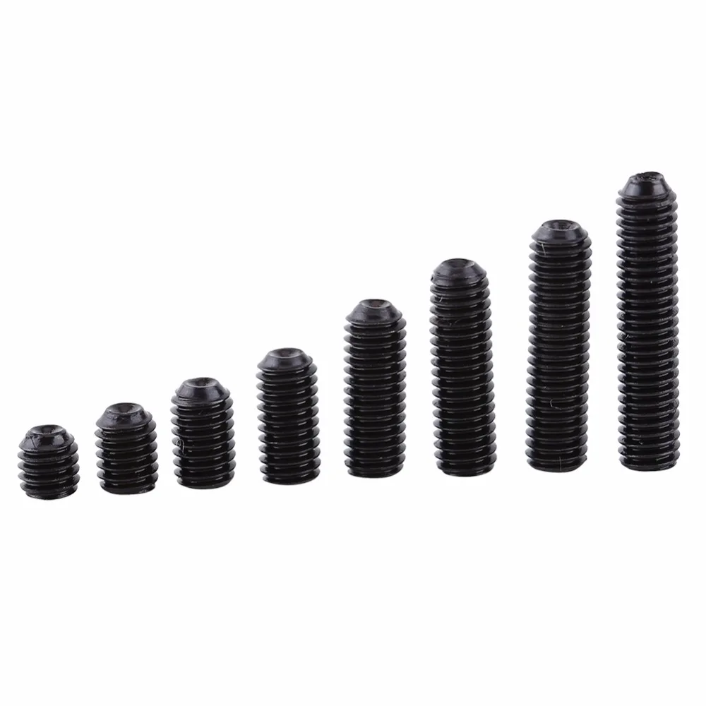 

200pcs/set M3 Black Carbon Steel Socket Cup Point Grub Set Screw Assortment Fasteners Accessories Hardware Tools Screw Kit