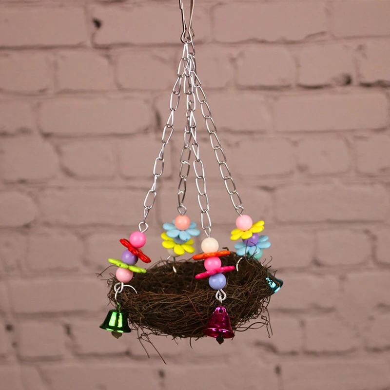 Handcraft Bird Nest Toys For Birds Parrots Play Bite Climb Bird Swing