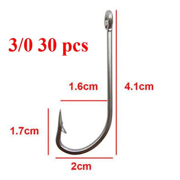 Posidon 34007 30Pcs/Pack Size 3/0-10/0 Stainless Steel O'Shaughnessy Hooks Stainless Steel Long Shank Saltwater Fish Jig Hooks - Цвет: 3I0 30pcs
