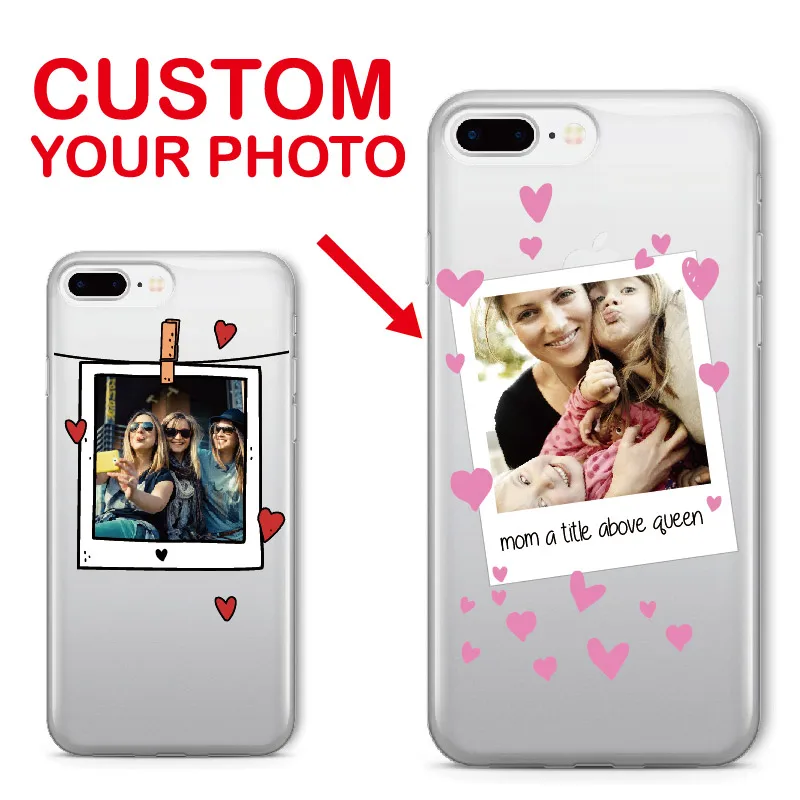 

Personalized Custom Photo Frame Lover Fun Text Soft Clear Phone Case For iPhone 6 6S XR XS Max 7 7Plus 8 8Plus X SAMSUNG