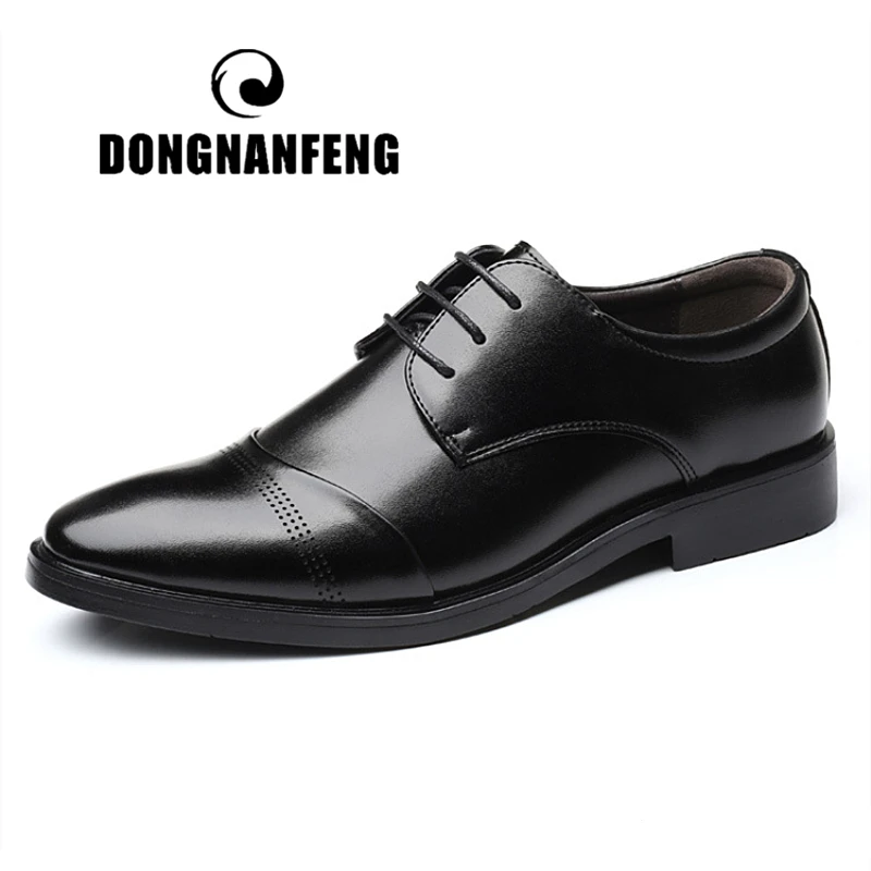 

DONGNANFENG Men's Casual PU Leather Shoes Oxford Man Pointed Toe Spring Autumn Lace Up Business Shoes Big Size 47 48 SY-6237