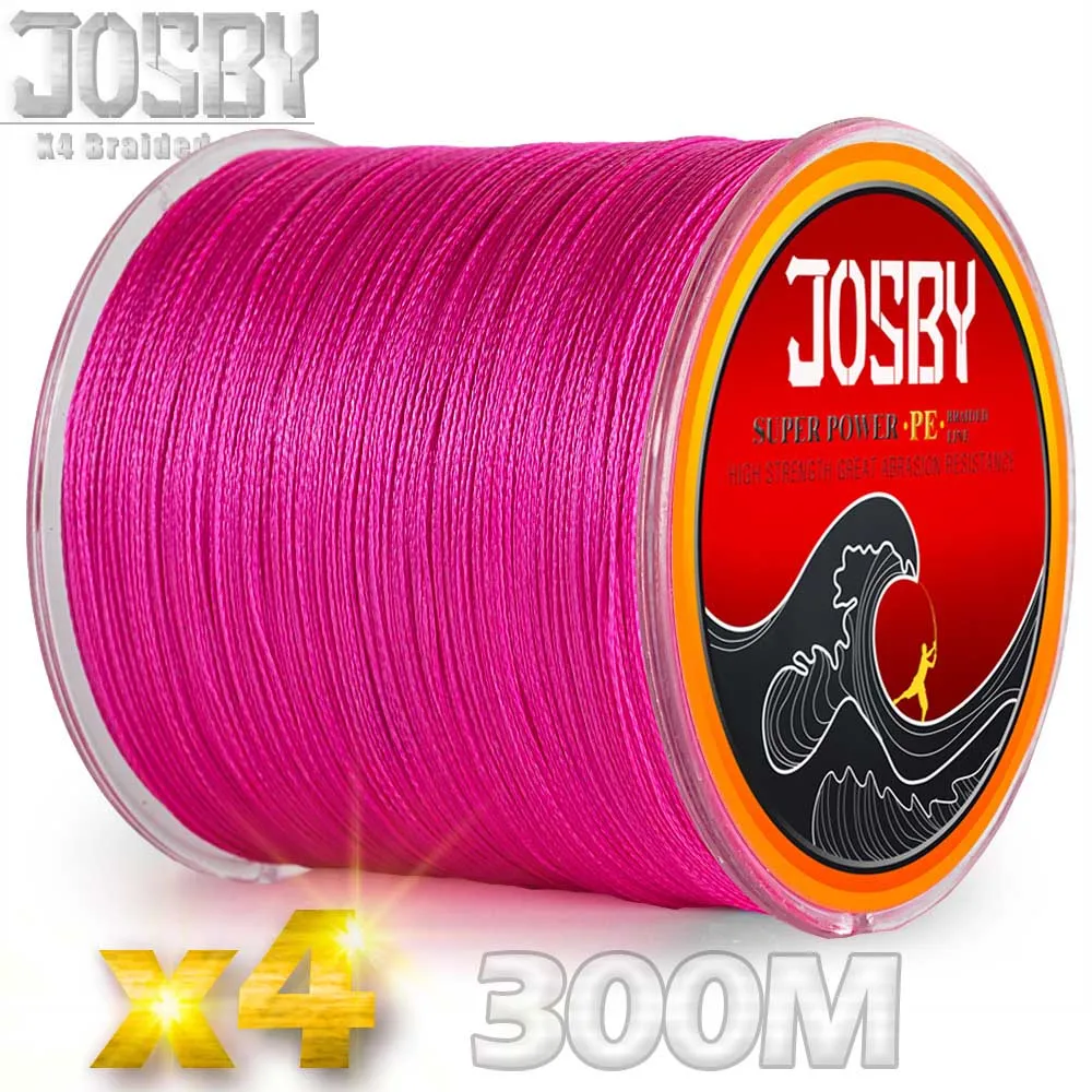 JOSBY 300 м бренд 4 нити PE плетеная леска Япония Multifilament 0,12 мм до 0,5 мм 10 фунтов до 80 фунтов Лидер продаж - Цвет: Pink300m