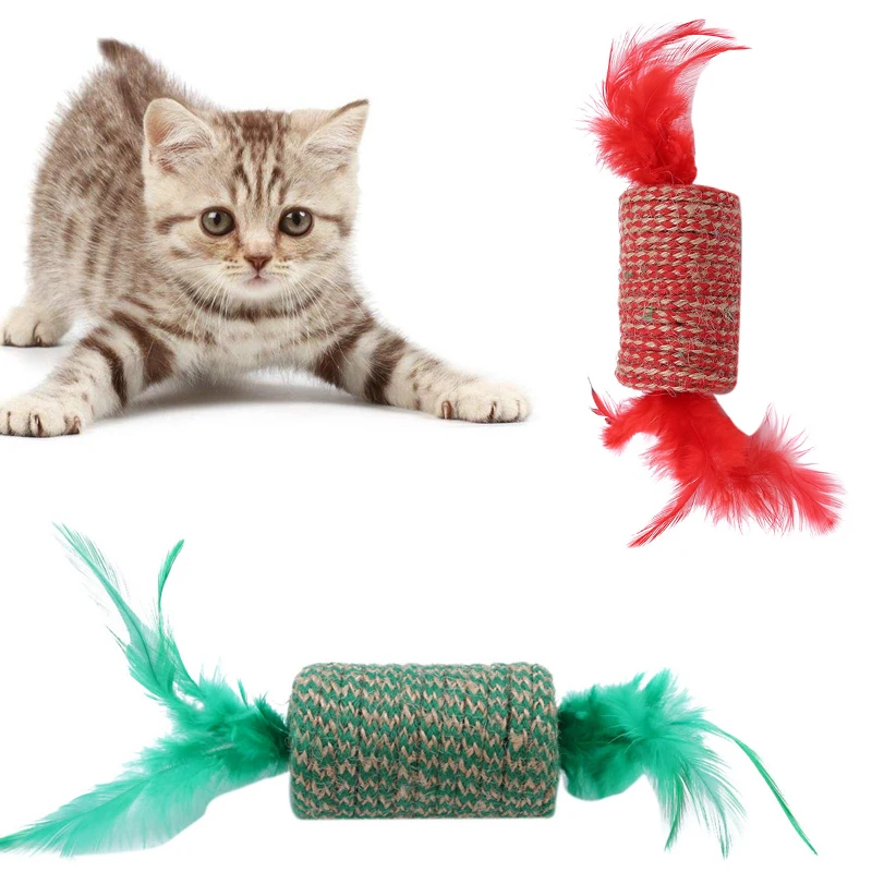 

New Cute Candy Shape Cat Scratch Toy Cat Kitten Scratching Catnip Toys Claws Cat Scratcher Feather Toy Pet Supplies