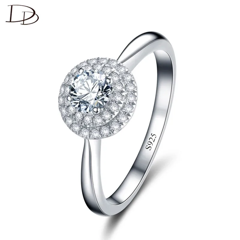 

popular round zircon rings for women chic 925 sterling silver wedding jewelry vintage bridal anel high quality bague DD105