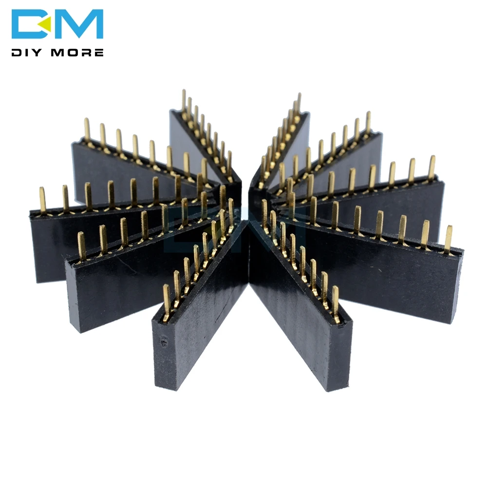 

10PCS 1x8 Single Row 8 Pins PCB Socket Female Header 2.54mm 8 Pin 8Pin 3mm Length of Pin DIY