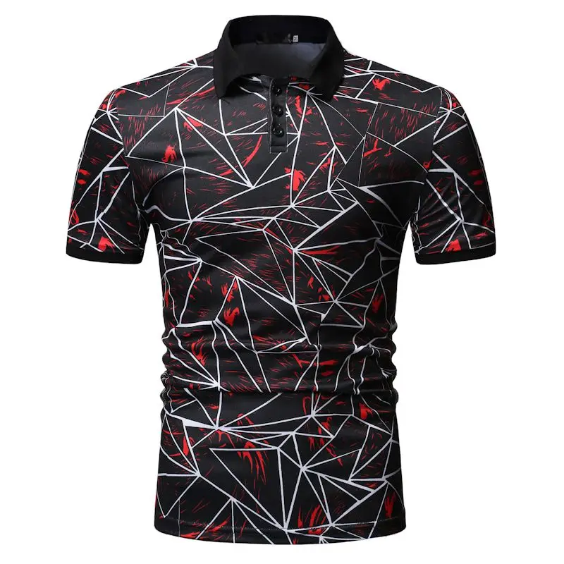 

New Plat Polo Shirts Summer Business Casual Top Classic Print Polo Shirts