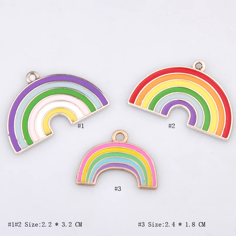 

10pcs lot Alloy ENAMEL rainbow charms metal pendant accessories necklace earrings making dangle hand-made DIY materials fashion