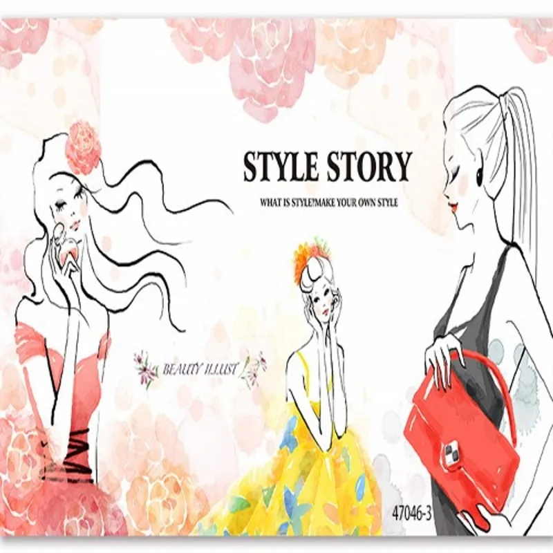 

Custom mural watercolor art fashion figure large mural beauty salon personality clothing store window wallpaper mural