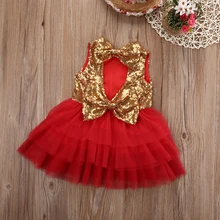 Pudcoco/ г.; летнее платье без рукавов с блестками и цветочным узором для маленьких девочек; вечерние фатиновые платья подружки невесты с открытой спиной и бантом