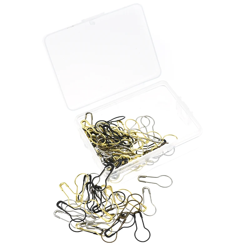 100PCS Steel Pear Shaped Pins Garment Gourd Safety Pin Hangtag Seal Metal Mix Color Safety Pins Women DIY Sewing Tools Accessory (3)