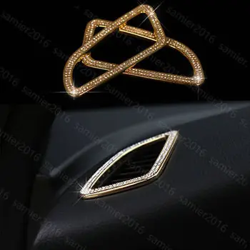 

2pcs Gold Diamond Style Upper Air Vent Trim Cover For Benz GLC Class X205 2016 2017
