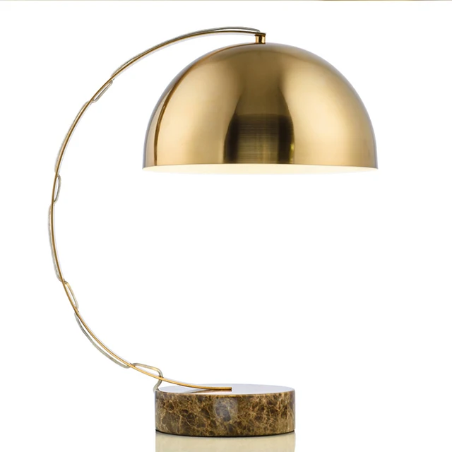 American style metal plating marble base table lamp living room modern