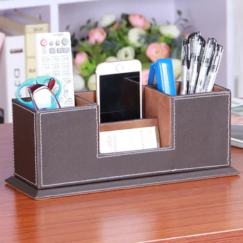 

1PCS Chen Bailian classic coffee color leather double pen multifunctional office gift style Korea creative