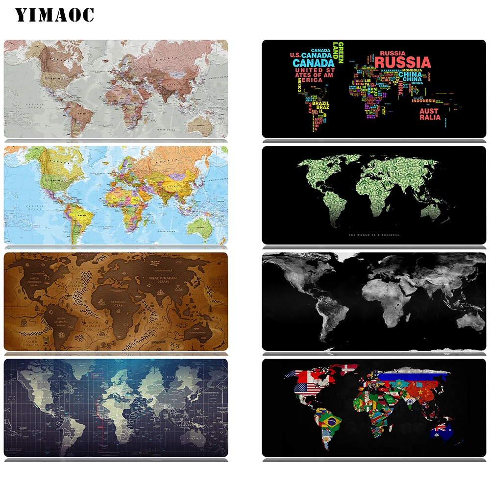 

YIMAOC World Map Mouse Pad 30x80 cm Computer Mousepad Anti-slip Natural Rubber Gaming Mouse Mat
