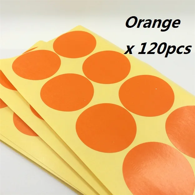 120 шт./лот, 5 см, диаметр, наклейки, Стикеры для заметок, милые офисные принадлежности, скрапбукинг, Подарочная посылка, наклейки для печенья/конфет - Цвет: orange x 120pcs