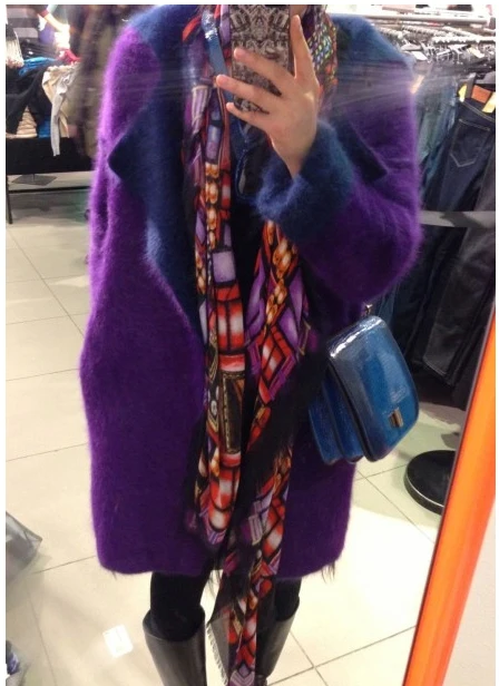 2016 New Knitted Real Mink Cashmere sweater double layer cashmere velvet trench Coat Winter long mink cashmere Jacket KTP191