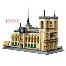 1380 Лидер продаж международно известная архитектура Франция собор Notre Dame de Paris строительный блок модель блоки, Детские кубики, развивающие игрушки