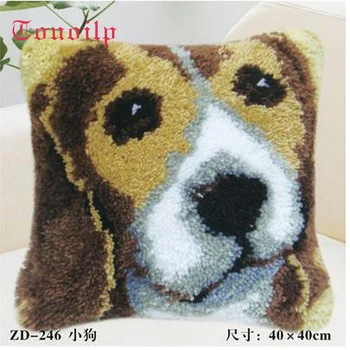 

Pillow "do it yourself" Cartoon animal hound dog method needlework kit latch hook rug kit Unfinshed / embroidered carpet pattern